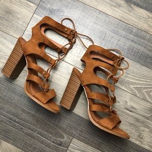 Charlotte Russe, size 8, lace up high heels.